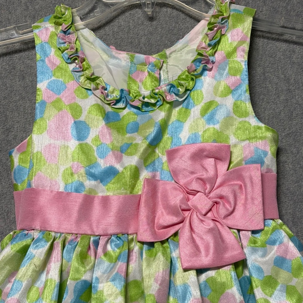 Jona Michelle Girls Floral Party Dress‎ Pink Green Blue Tulle Bow CO8614 Size 5 - Picture 13 of 16